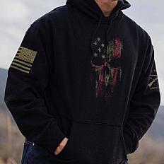 American Flag Patriot Skull Head Vintage Printed Hoodie