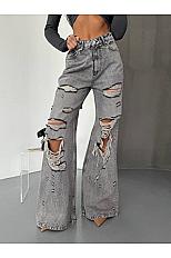 DENİKK Trend Special Design Wide Leg Palazzo Jean Denim Ripped Detail Pants- Trendyol