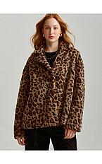 Płaszczyk ze sztucznego futerka z motywem panterki - HOUSE - 278AK-MLC