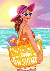 Verjaardagskaart vrouw op het strand zomer | Kaartje2go