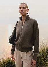 Кардиган із блискавкою Mey, кавового кольору | LBTM STUDIOS