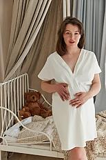 2 шт Сорочка вільного крою для вагітних у пологовий, Молочна S\M