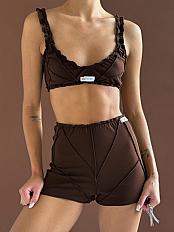 Шоколадний бавовняний комплект із шортами - smth-underwear.com