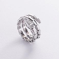 Каблучка "Змія" у білому золоті (фіаніти) к08084 - купити Каблучка "Змія" у білому золоті (фіаніти) к08084 в Україні: Київ, Одеса, Харків. Найкраші ціни, відгуки (к08084) - ювелірний магазин Онікс