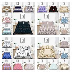 Fashion 3D Bohemian Bedding Suit Quilt Cover Bed Set Home Bedroom Bed Decor Microfiber Soft Comfortable Breathable UK Single 135x200cm