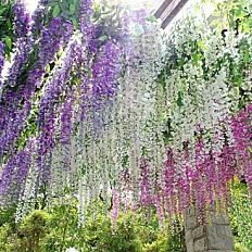 12X Artificial Fake Hanging Silk Flowers Wisteria Vine Plant Garden Home Decor red