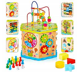 Kinderplay Drewniana Kostka Edukacyjna Dla Dzieci Sorter Labirynt Chinczyk 16897261697
