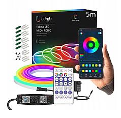 TAŚMA LED 5M NEON 5050 RGBIC BLUETOOTH APLIKACJA PILOT TĘCZA ZESTAW 60LED/M