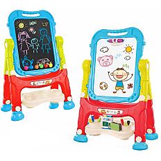 Tabla Magentica Educativa pentru Copii Mavio®, cu Doua Fete Scris si Desenat, Creta, Magneti, Markere si Burete Incluse, Inaltime 66 cm