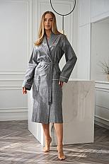 Szlafrok damski bawełniany szary z kołnierzem – komfort i styl | Rozmiar S