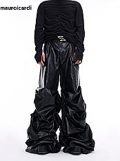 Mauroicardi Spring Autumn Cool Long Baggy Black Soft Pu Leather Wide Leg Stacked Pants Men Mens Designer Clothes Streetwear 2025 - AliExpress 200000343