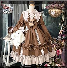 Японська готична сукня Лоліта Жіноча кавайна сукня з бантом і ведмедиком, мереживна блакитна сукня з довгим рукавом, сукня принцеси, костюм на Хелловін, подарунок для дівчат