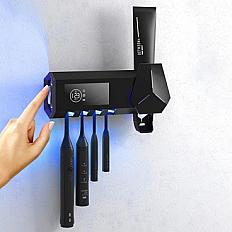 UV Toothbrush Holder Solar Energy Wall Toothbrush Double Layer Sterilizer Automatic Toothpaste Dispenser Squeezers Bathroom white