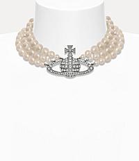 Three Row Pearl Bas Relief Choker