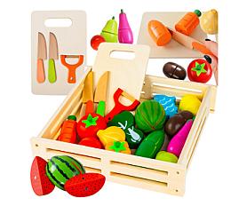 .Puidust köögiviljade lõikekomplekt 34-osalises karbis